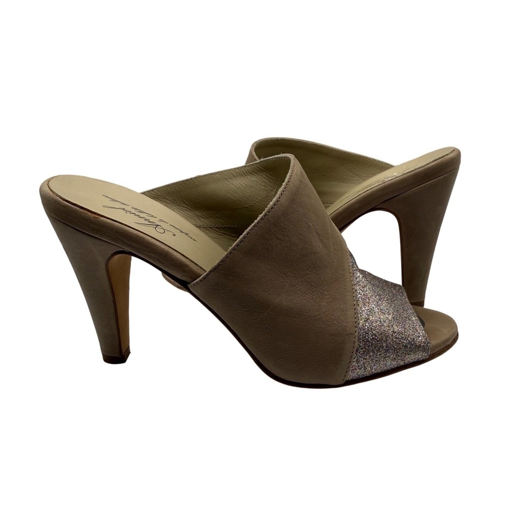 VTG Anniel Women Size 5.5 Sparkly Glitter Shimmer Brown Open Toe Heels Pumps‎